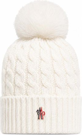 Moncler White Logo Beanie Cap