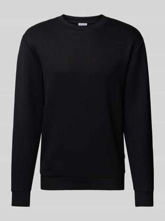 Selected Sweatshirt mit gerippten Abschl&uuml;ssen Modell EMANUEL in Black, Gr&ouml;&szlig;e XL