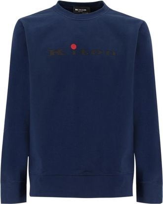 Kiton Sweatshirt van katoen met logoprint - Heren - Sweatshirts - Blauw - M - Katoen - Hoodies & sweatvesten