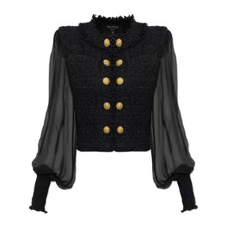 Balmain Cardigan in Tessuto Misto - - Knitwear - Donna - Nero - L