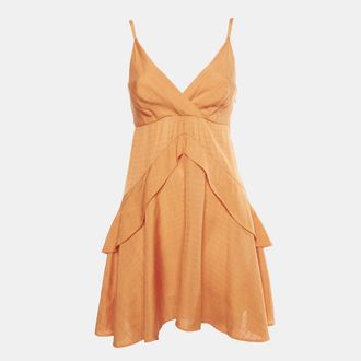 Sandro Orange Crepe Ruffle Gisele Mini Dress