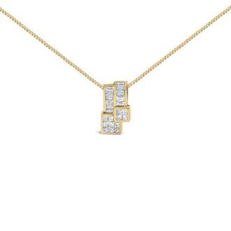 House of Brilliance 14K Yellow Gold 1 1/2 cttw Diamond Geometric Pendant Necklace at Nordstrom