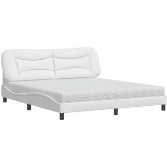 vidaXL Vidaxl - Cama Con Colch&oacute;n Cuero Sint&eacute;tico Blanco 180x200 Cm