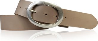 Fronhofer Genuine Leather Belt with Oval Silver Buckle 1.6 inches, Size:waist size 35.5 inch (90 cm), Color:Taupe/grey