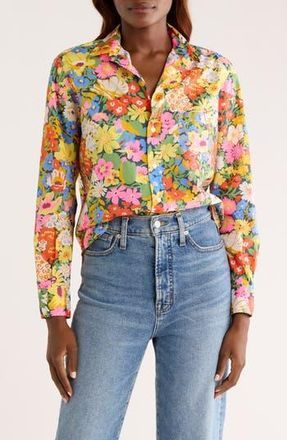 Frank & Eileen Eileen Relaxed Button-Up Shirt in Black/yellow Mulitcolor Floral at Nordstrom Rack, Size X-Small