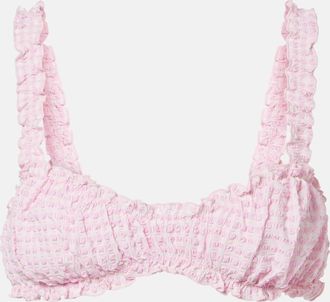 SIMKHAI Ruffled checked bikini top