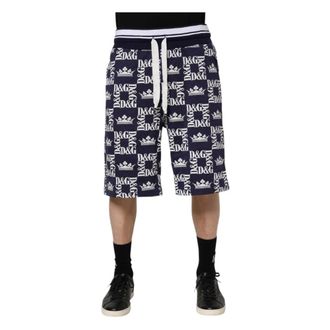 Dolce & Gabbana Long Shorts, male, Blue, Size: 2XL DG Logo Print Chino Bermuda Shorts
