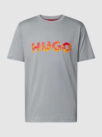 HUGO BOSS T-Shirt mit Label-Print Modell Danda in Stein, Größe XL