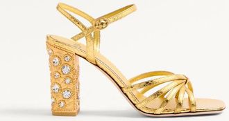 Valentino Garavani Preshoes Sandal In Laminated Ayers With Crystals 90Mm Wo