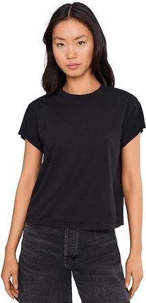 Michael Stars Grayson Cropped Crew Neck Womens Clothing Black (US 0-12), Cotton