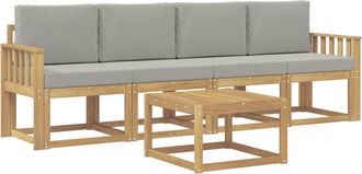 vidaXL Conjunto De Sof&aacute;s De Exterior 5 Uds. Blanco Y Gris Claro Vidaxl
