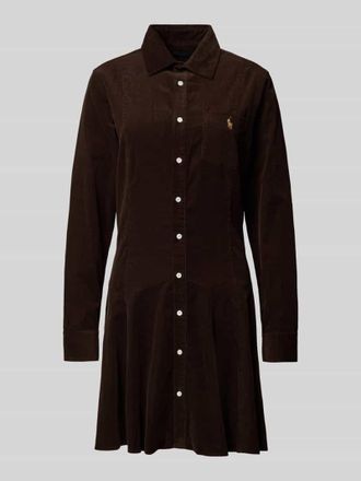 Polo Ralph Lauren Regular Fit Shirt Dress in Cord-Optik in Schoko, Gr&ouml;&szlig;e 44