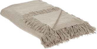 Beliani Beliani - Colcha Decorativa Para Cama Con Borlas Fabricada En Algod&oacute;n En Color Gris Pardo 150 X 200 Cm Yerbent