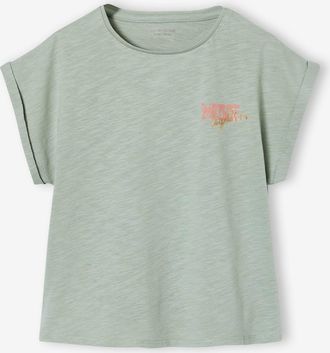 Vertbaudet T-Shirt M&auml;dchen Rundhals BASIC mit Recyclingmaterial salbeigr&uuml;n