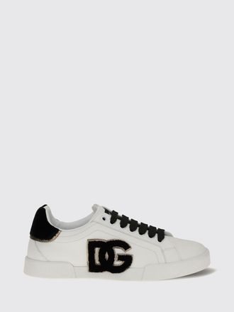 Dolce & Gabbana Sneakers low top in pelle di vitello liscia con monogramma DG a contrasto