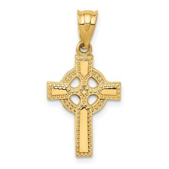 Diamond2Deal 14k Yellow Gold Celtic Cross Pendant