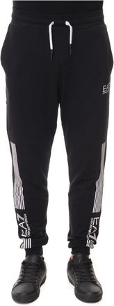 Emporio Armani Stretch overall broek met strepen - Heren - Sweatpants - Zwart - 2XL - Katoen - Broeken