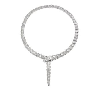 Bulgari Full Diamond And White Gold Serpenti Viper Necklace