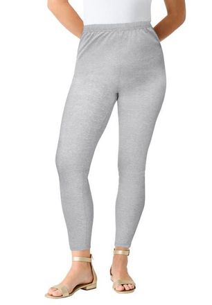 Roaman's Plus Size Essential Stretch Ankle Length Pull-On Legging in Heather Grey at Nordstrom, Size Small