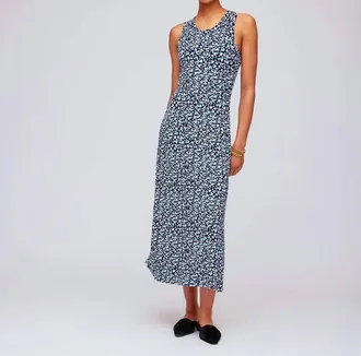 Karen Kane Sleeveless Side Slit Midi Dress In Blue