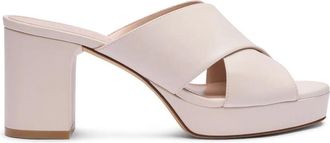 Stuart Weitzman Schoenen, Dames, Beige, 37 1/2 EU, Linnen, Dayna Platform Slide Sandaal