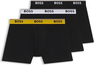 BOSS Three-pack of stretch-cotton boxer briefs with logo waistband