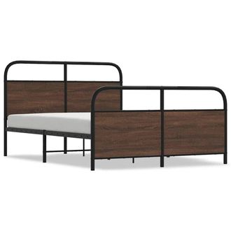 Berkfield Home Metal Bed Frame without Mattress Brown Oak 137x190 cm