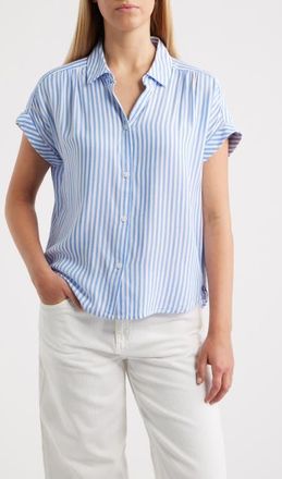 Beach Lunch Lounge Darby Short Sleeve Button-Up Shirt in Blue Ice at Nordstrom, Size X-Small
