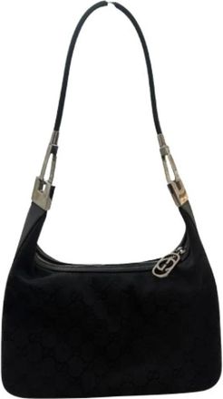 Gucci Pre-owned Shoulder Bags, female, Black, Size: ONE SIZE Pre-owned GG Canvas Leather 2way Bag
