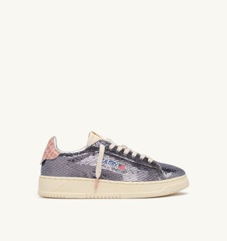 Autry DALLAS LOW SPARKLING SNEAKERS IN STEEL SEQUINS