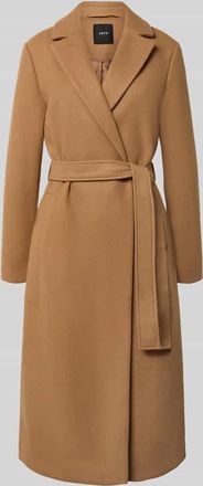 Zero Mantel mit Reverskragen und Bindegürtel in Hellbraun, Größe 34
