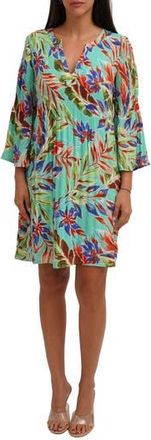 Sunny Leigh Three-Quarter Sleeve Pliss&eacute; Dress in Tropical Daydream at Nordstrom Rack, Size X-Large