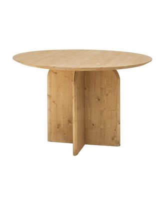 Deco Wood Mesa de comedor redonda de madera maciza en tono medio de 110x75,2cm