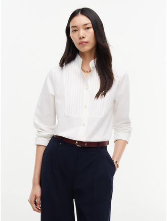 Tommy Hilfiger Womens Relaxed Fit Tuxedo Shirt - Optic White - XXL