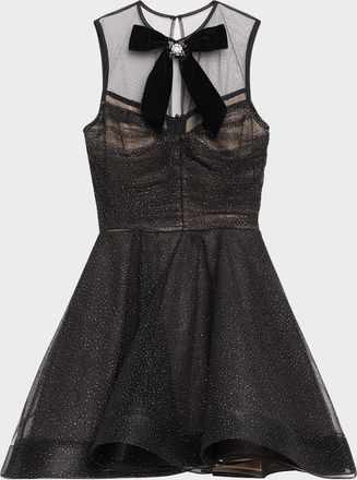Bronx and Banco Charlotte Glitter Tulle Fit-&-Flare Mini Dress