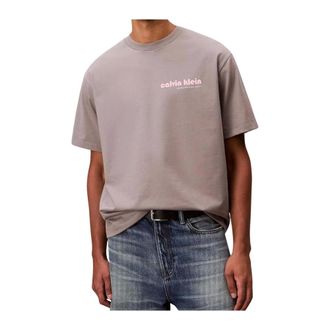Calvin Klein T-Shirts, male, Gray, Size: XS Logo Relaxed Tee