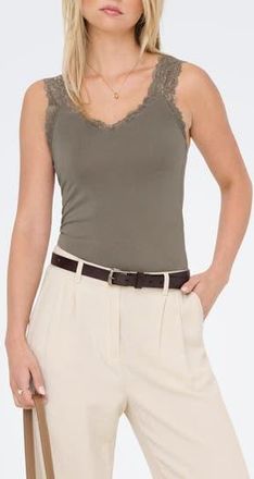 Only Free Lace Trim Sleeveless Top in Walnut at Nordstrom Rack, Size X-Small