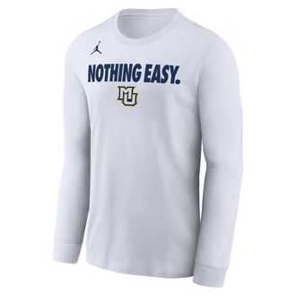 Nike Jordan Mens Marquette Jordan College Long-Sleeve T-Shirt in White | M22284MMME-WHT