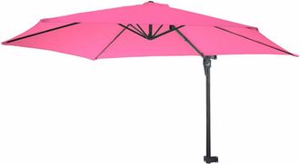 Hhg [nunca Usado] Sombrilla De Pared Casoria, Sombrilla Voladiza Sombrilla De Balc&oacute;n, 3m Inclinable, Poli&eacute;ster Aluminio/acero 9kg, Rosa-rosa