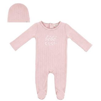 Fragile Girl Lace Rib Romper with Matching Hat in Light Blush at Nordstrom, Size 9M