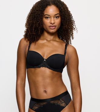 Triumph Balconette-BH TRIUMPH Wild Azalea Florale WHP, Damen, Gr. 70, Cup E, schwarz, Microtouch, Obermaterial: 57% Polyester, 27% Polyamid, 16% Elasthan, bes