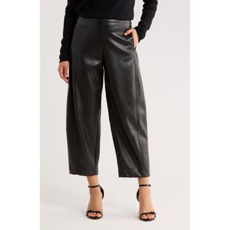 Max Studio Faux Leather Barrel Pants in Black at Nordstrom Rack, Size X-Large