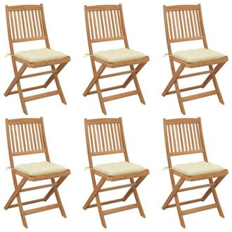 vidaXL Vidaxl - Sillas De Jard&iacute;n Plegables 6 Uds Y Cojines Madera Maciza Acacia