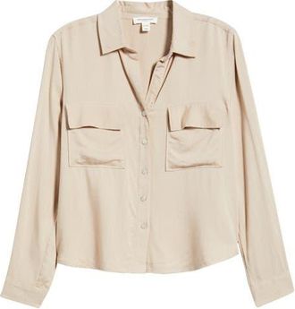 Beach Lunch Lounge Felicity Button-Up Shirt in Birch at Nordstrom, Size X-Small