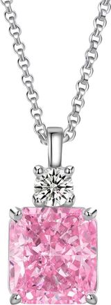 Generic Square Zircon Pendant Necklaces For Women Yellow Pink Blue Crystals Birthstone Jewelry Gifts Girlfriend Wife Christmas Day Birthday Anniversary Valent
