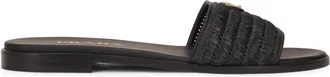 Prada Womens Leather Sandals With Crochet Upper, Black Viscose