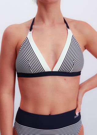Joop Triangel-Bikini-Top JOOP Stripes, Damen, Gr. 38, Cup D, navy stripe, Obermaterial: 83% Polyamid, 17% Elasthan, gestreift, Bikini-Oberteile Triangel-Bi