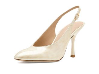 Stuart Weitzman Madison Slingback 85 Womens Shoes Linen : 10.5 M, Leather