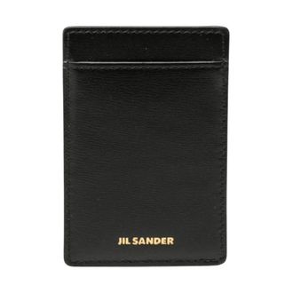 Jil Sander Accessoires, Dames, Zwart, ONE Size, Leer, Magnetische Kaarthouder