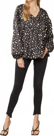 Entro Leopard & Babydoll Blouse In Black